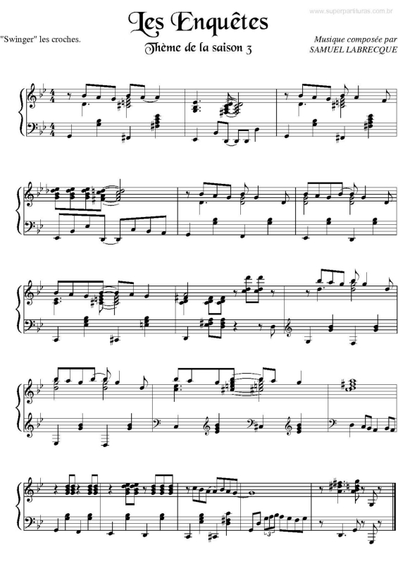 Partitura da música Les Enquêtes