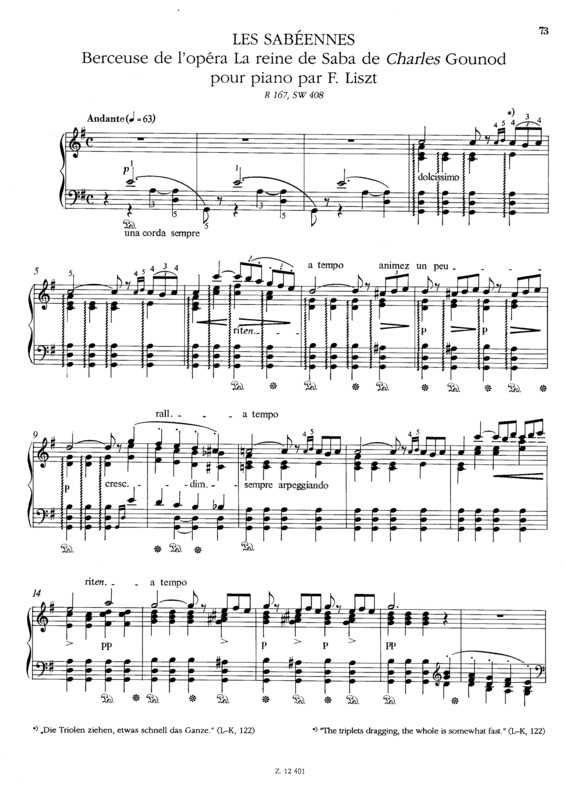Partitura da música Les Sabéennes S.408