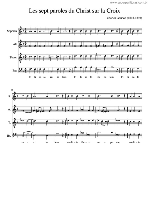 Partitura da música Les Sept Paroles De Notre Seigneur Jésus–Christ Sur La Croix