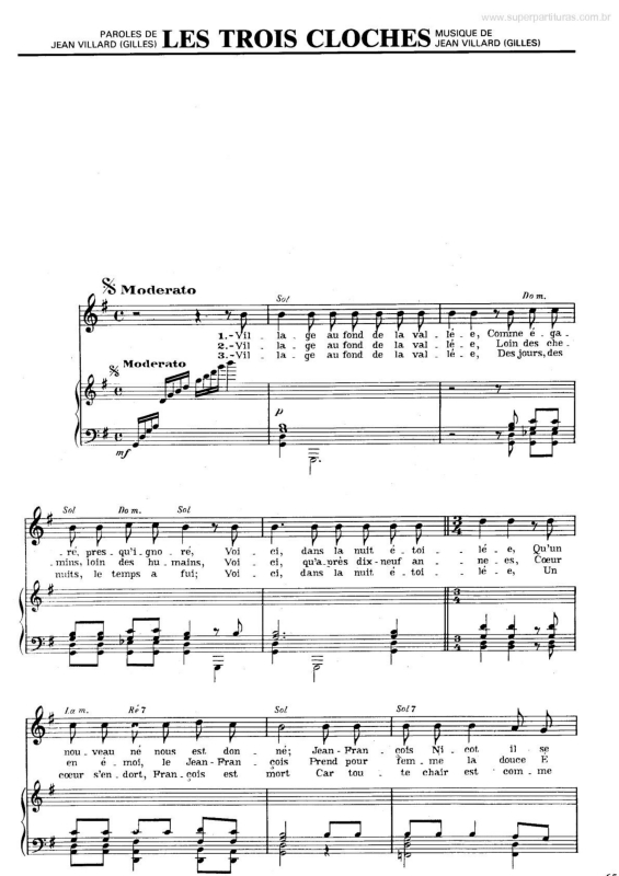 Partitura da música Les Trois Cloches v.2