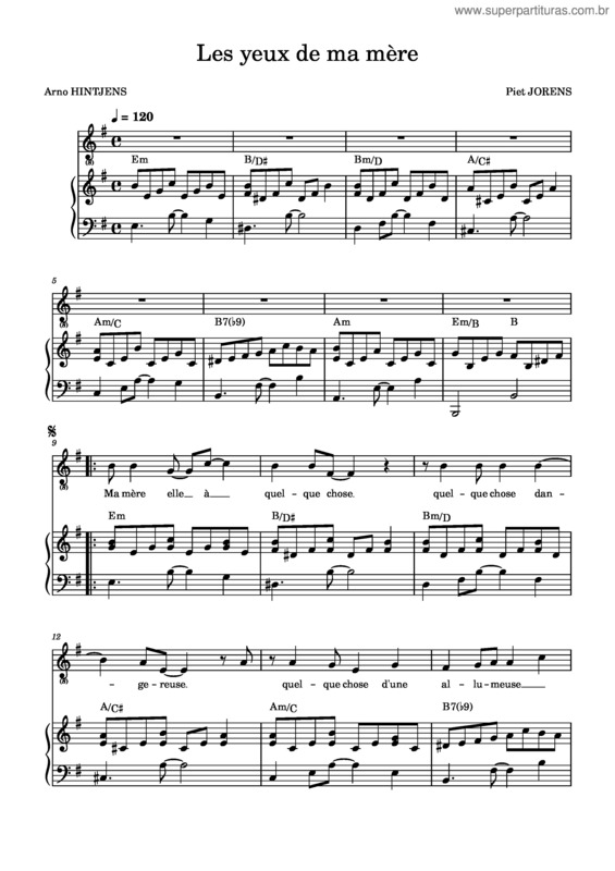 Partitura da música Les Yeux De Ma Mère