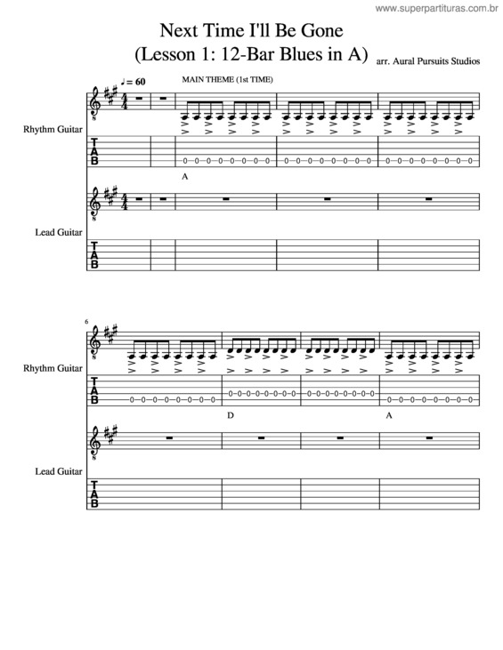 Partitura da música Lesson 1  12–Bar Blues In A