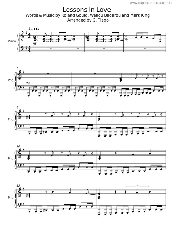 Partitura da música Lessons In Love – Level 42