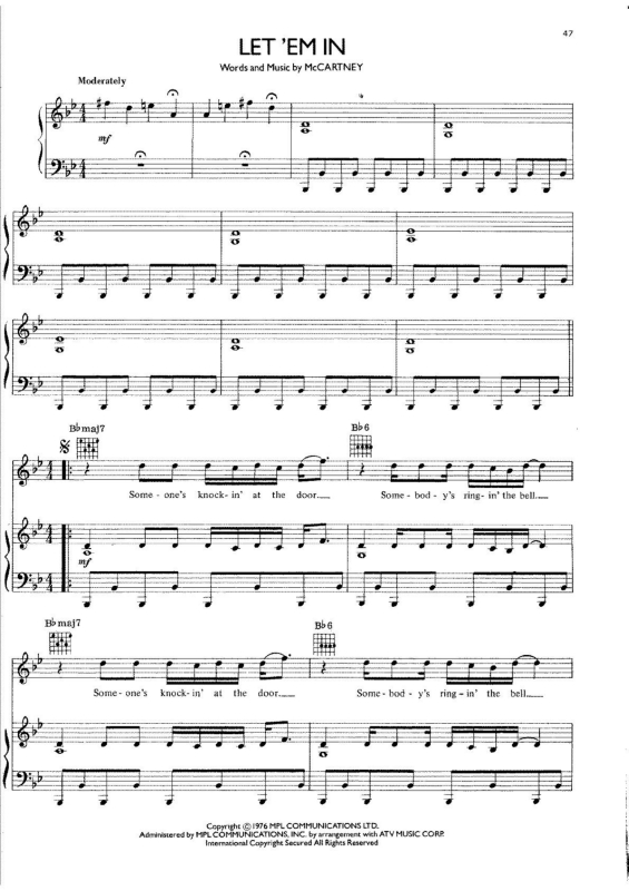 Partitura da música Let`em In