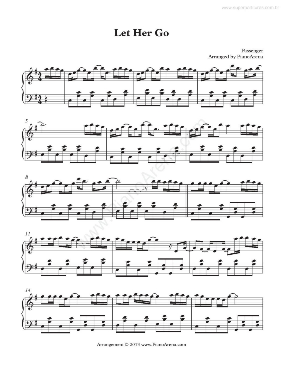 Partitura da música Let Her Go v.2