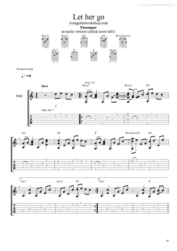 Partitura da música Let Her Go v.3