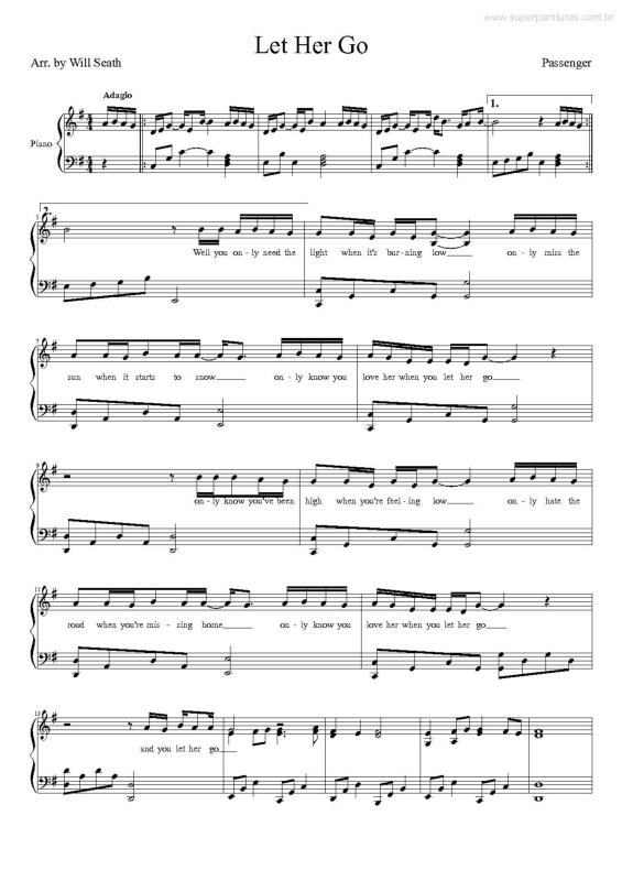 Partitura da música Let Her Go v.4