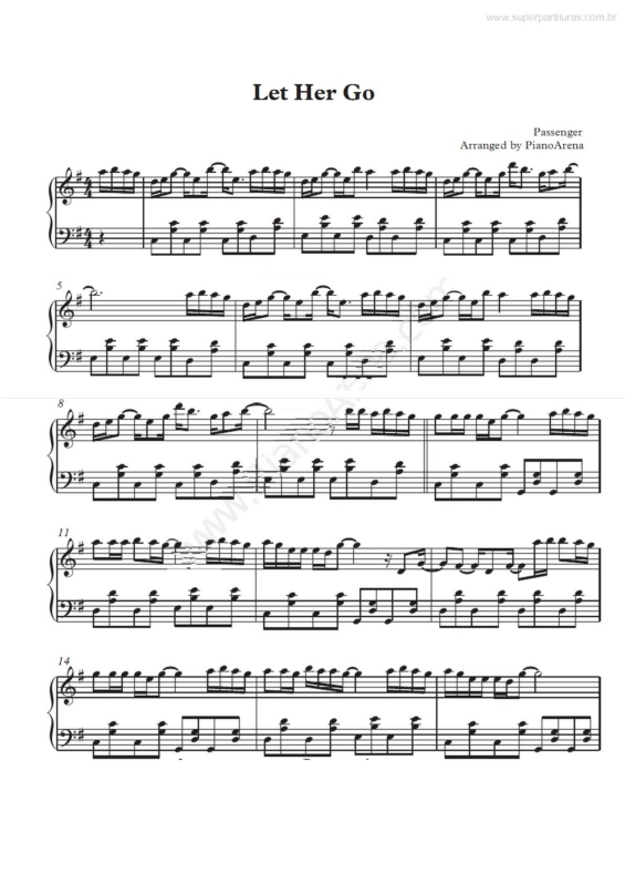 Partitura da música Let Her Go v.5