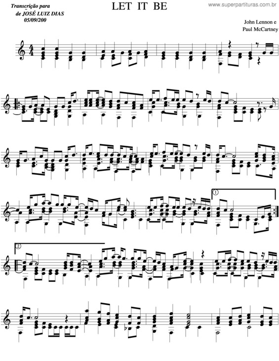 Partitura da música Let It Be v.10