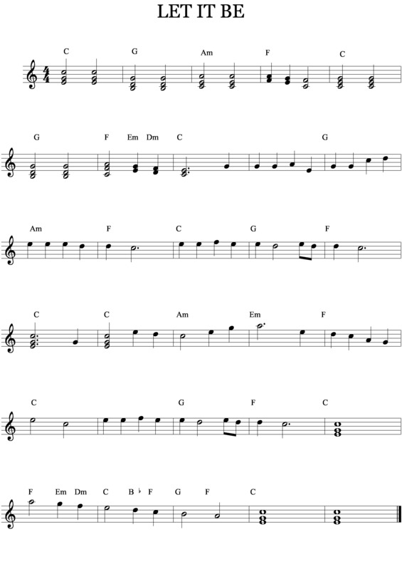 Partitura da música Let It Be v.16