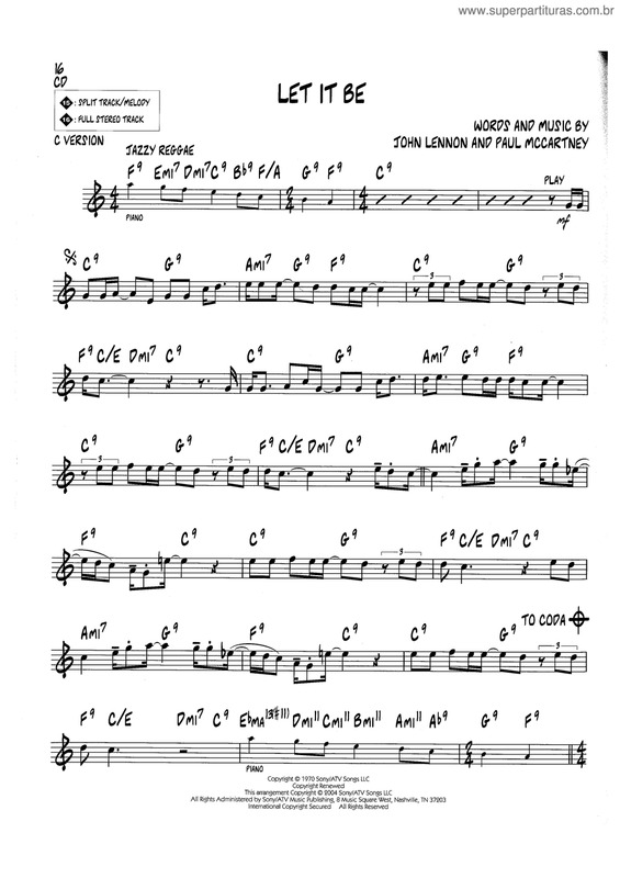 Partitura da música Let It Be v.19