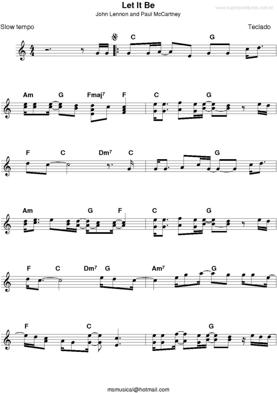 Partitura da música Let It Be v.2