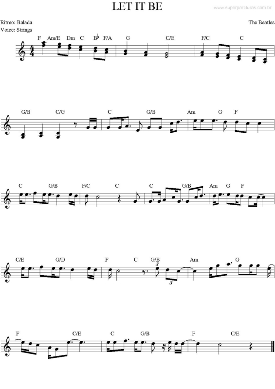 Partitura da música Let It Be v.3