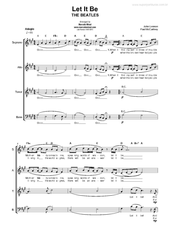 Partitura da música Let It Be v.5