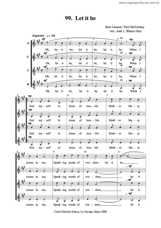 Partitura da música Let It Be v.6