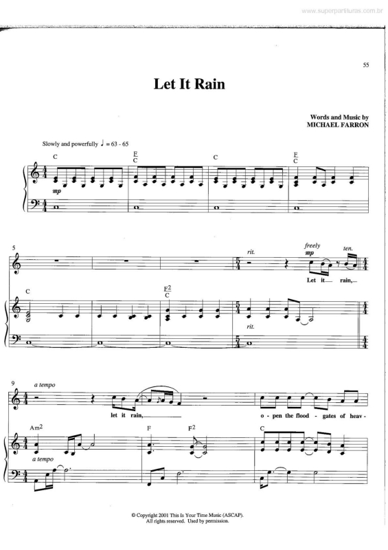 Partitura da música Let it Rain