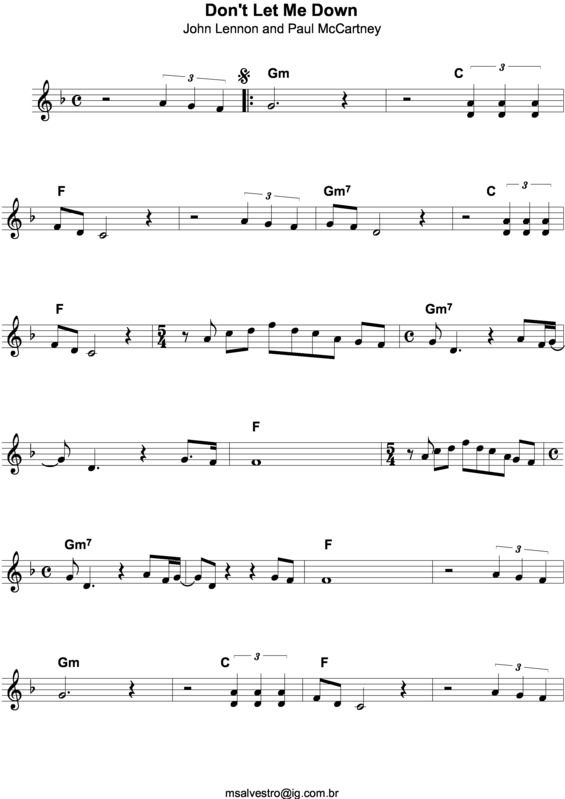 Partitura da música Let Me Down