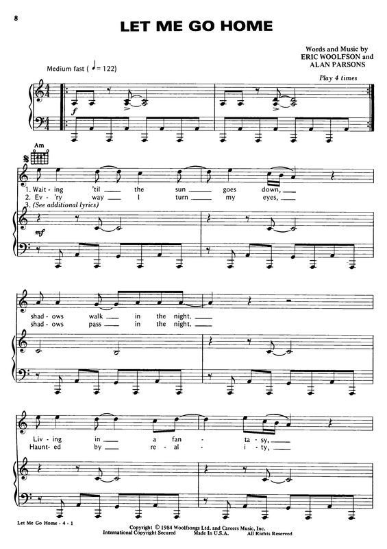 Partitura da música Let Me Go Home