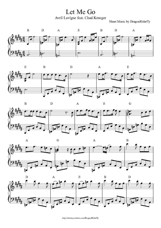 Partitura da música Let Me Go v.2