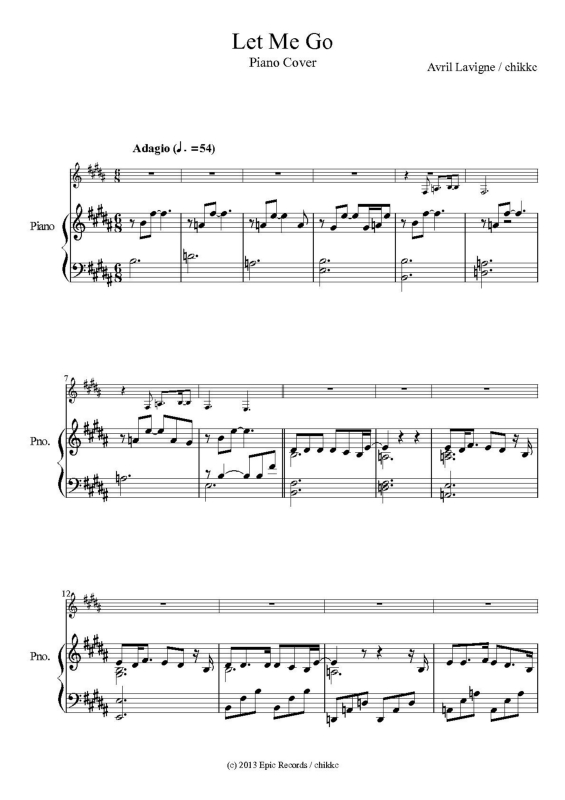 Partitura da música Let Me Go