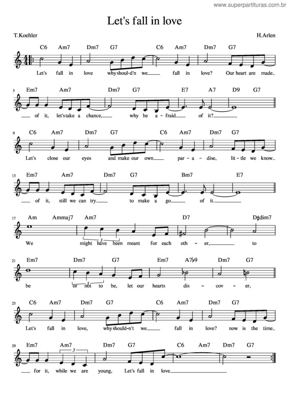 Partitura da música Let S Fall In Love C