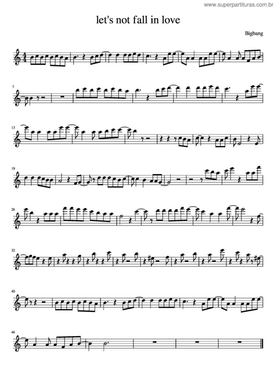 Partitura da música Let`S Not Fall In Love v.2
