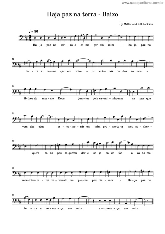 Partitura da música Let There Be Peace On Earth Haja Paz Na Terra – Baixo