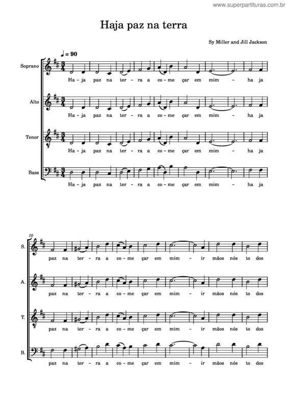 Partitura da música Let There Be Peace On Earth Haja Paz Na Terra Tutti