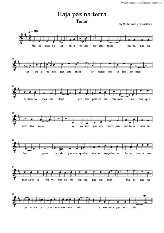 Partitura da música Let There Be Peace On Earth Haja Paz Na Terra