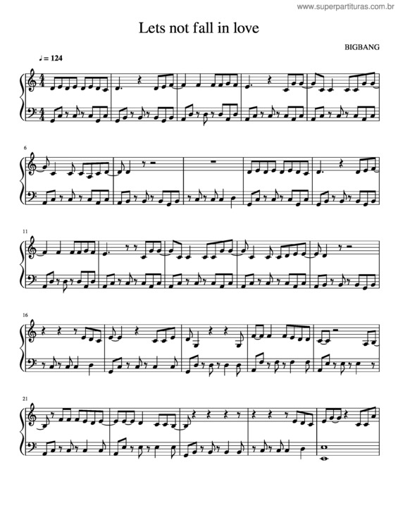 Partitura da música Lets Not Fall In Love