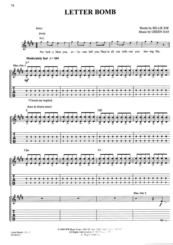 Partitura da música Letter Bomb