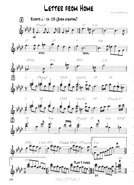 Partitura da música Letter From Home