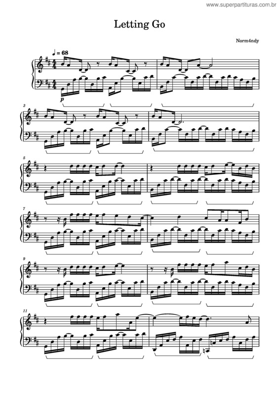 Partitura da música Letting Go – Tanya Chua