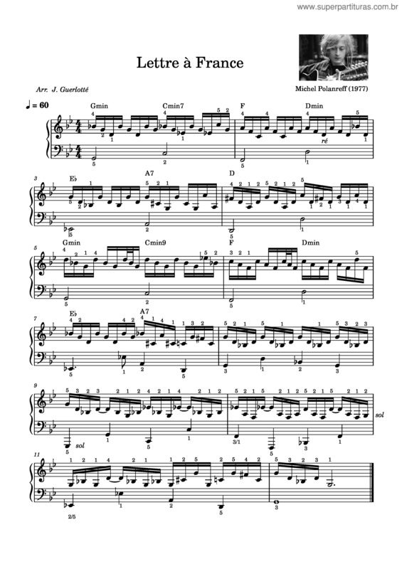 Partitura da música Lettre À France – Michel Polnareff