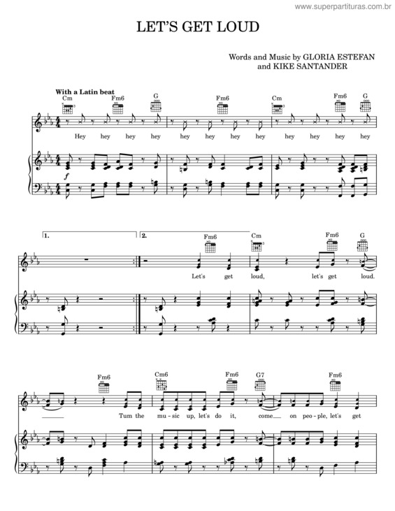 Partitura da música Let’S Get Loud – Gloria Estefan