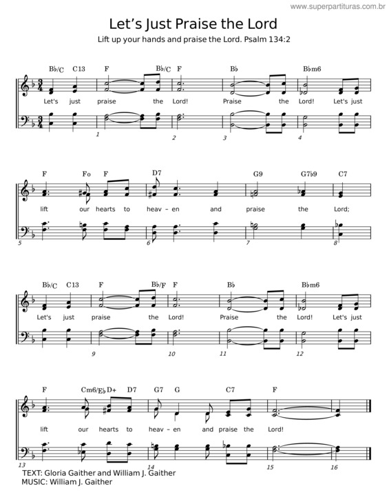 Partitura da música Let’S Just Praise The Lord – Gloria Gaither