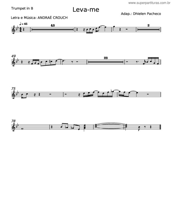 Partitura da música Leva–Me – Andraé Crouch