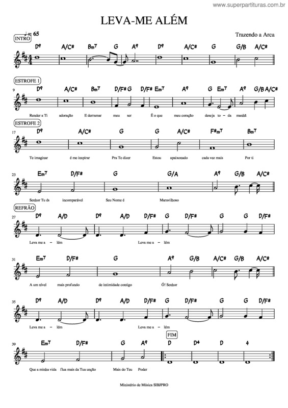 Partitura da música Leva–Me Além v.5