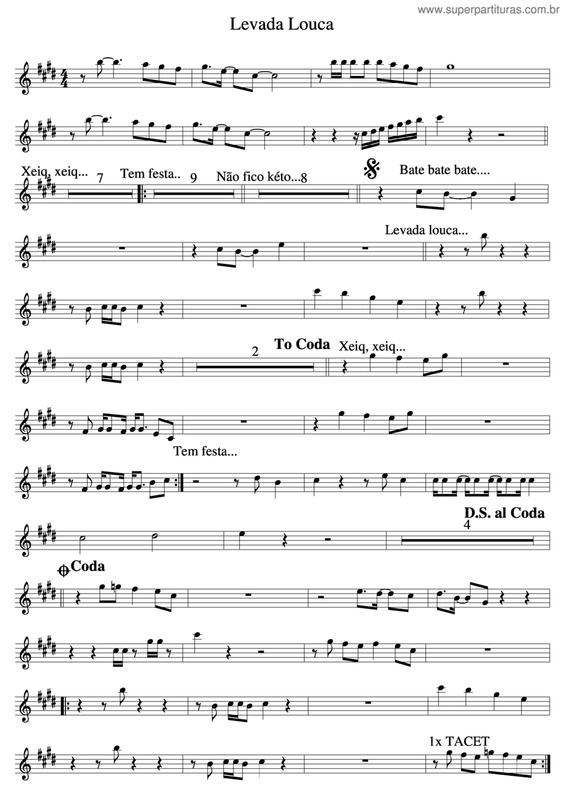 Partitura da música Levada Louca