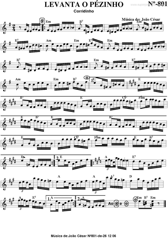 Partitura da música Levanta o Pézinho