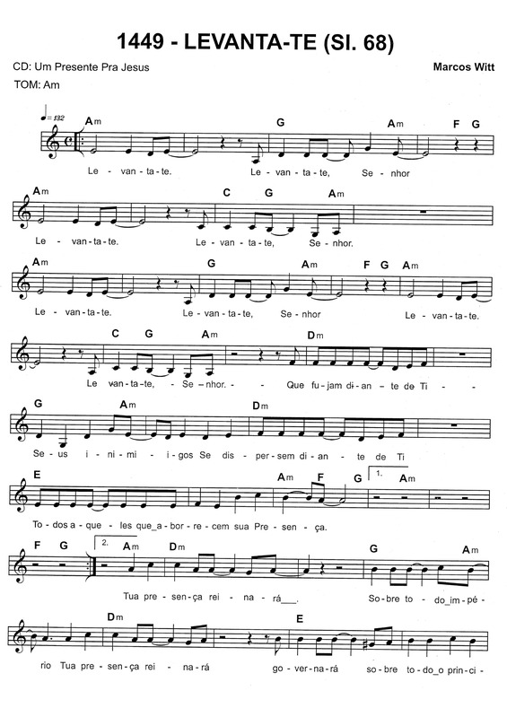 Partitura da música Levanta Te (Sl. 68)