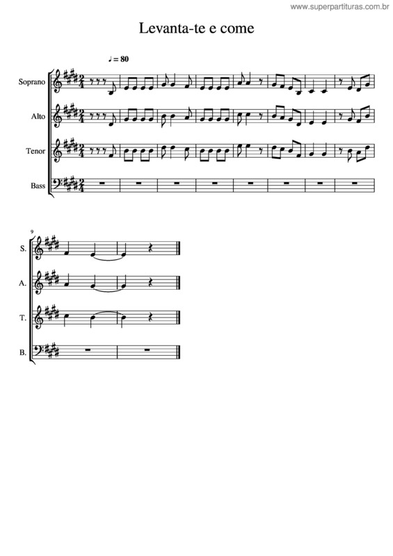 Partitura da música Levanta–Te E Come