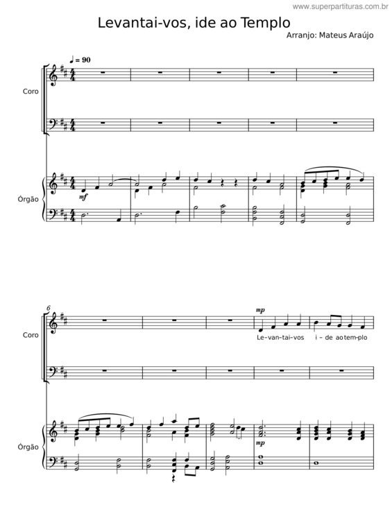 Partitura da música Levantai–Vos, Ide Ao Templo
