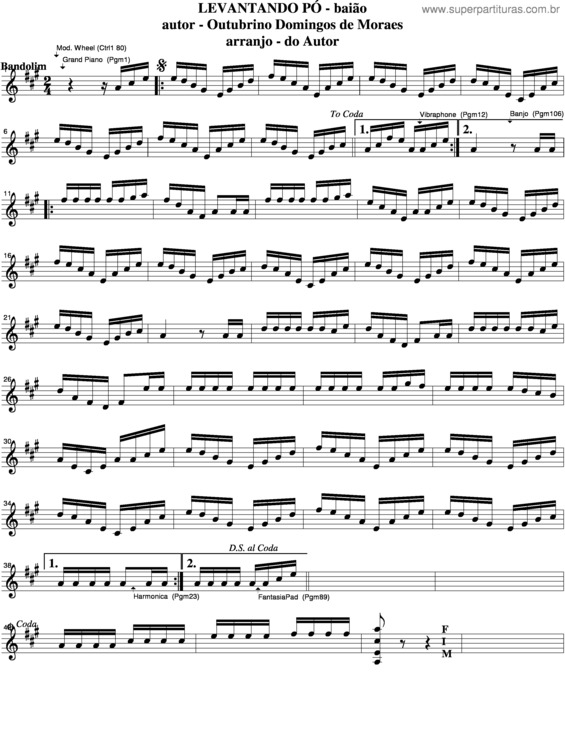 Partitura da música Levantando Pó v.4