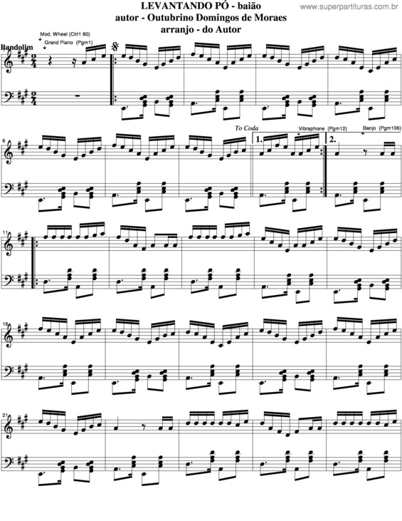 Partitura da música Levantando Pó v.5