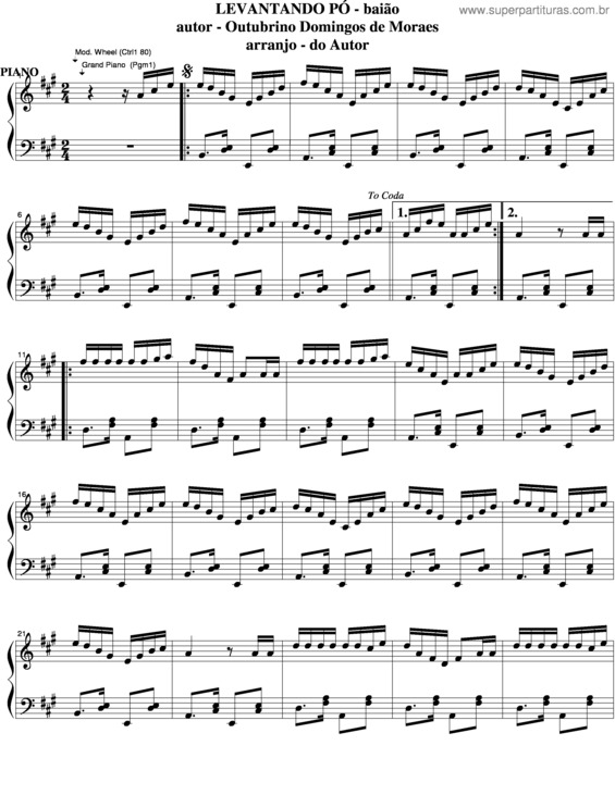 Partitura da música Levantando Pó v.6