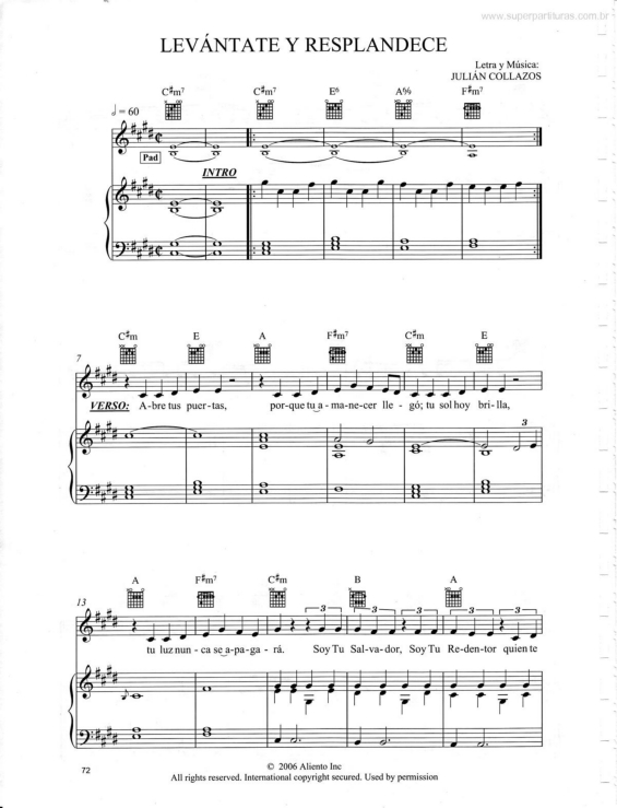 Partitura da música Levántate y Resplandece