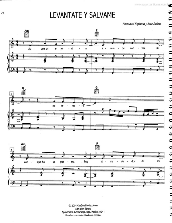 Partitura da música Levantate y Salvame