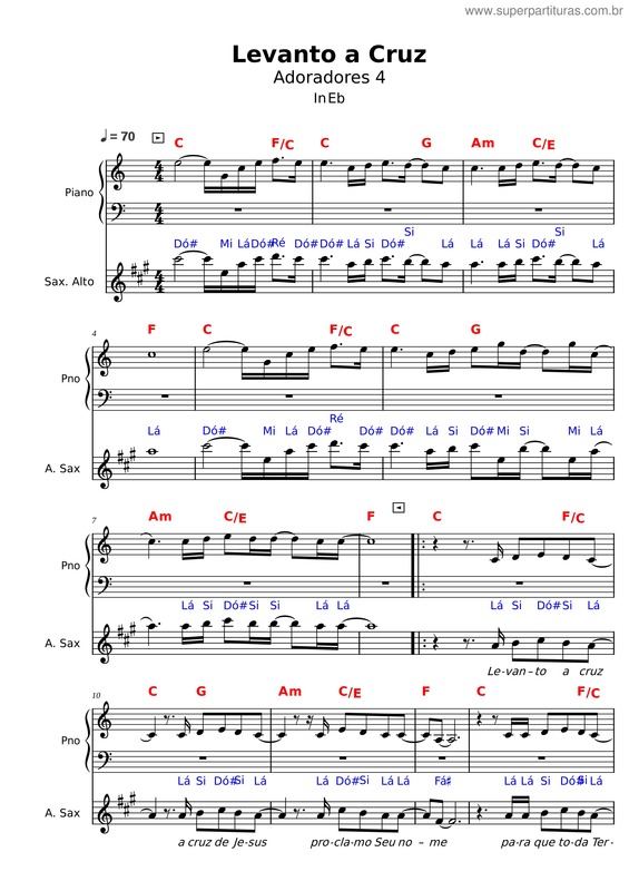 Partitura da música Levanto A Cruz