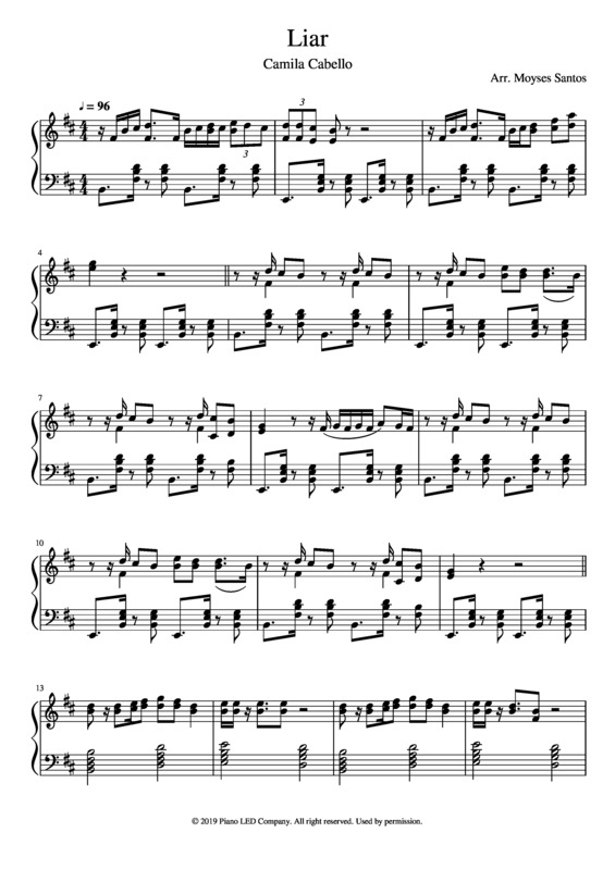 Partitura da música Liar